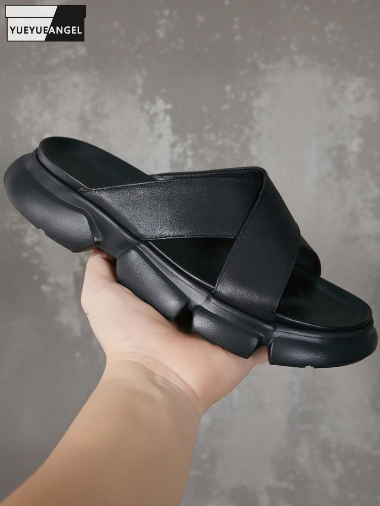 Men'S Accessories Leather - Trendy Male Cowhide Platform Height Increase
