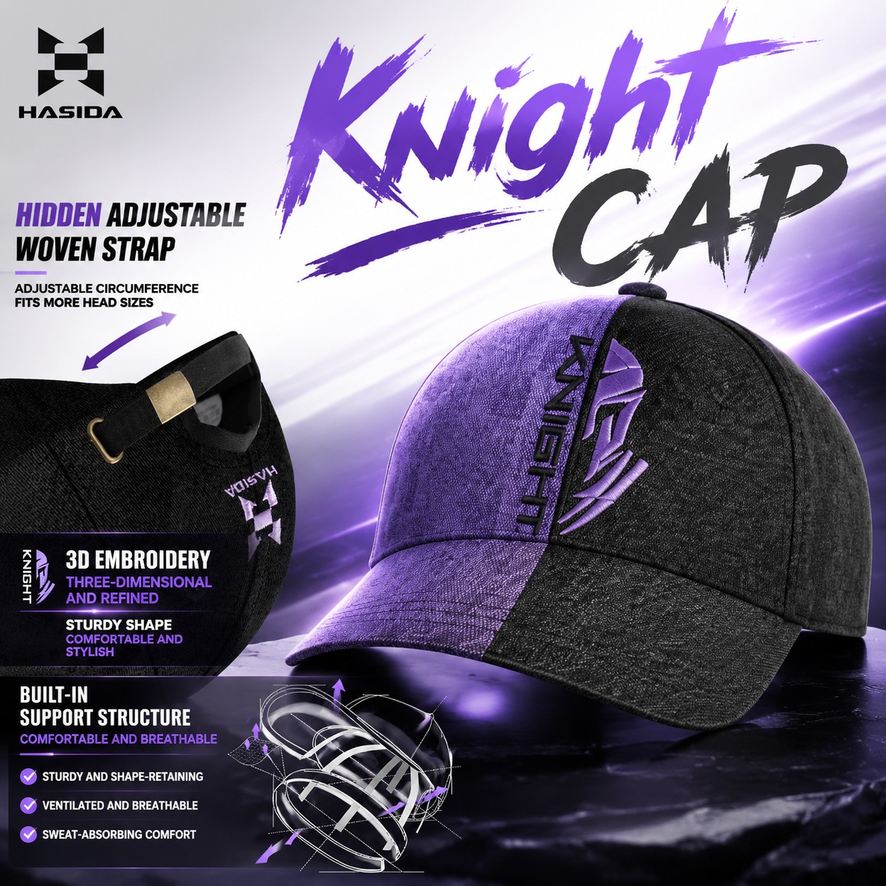 Men Accessories Brand - HASIDA Knight Co-branded Cap 100% Cotton