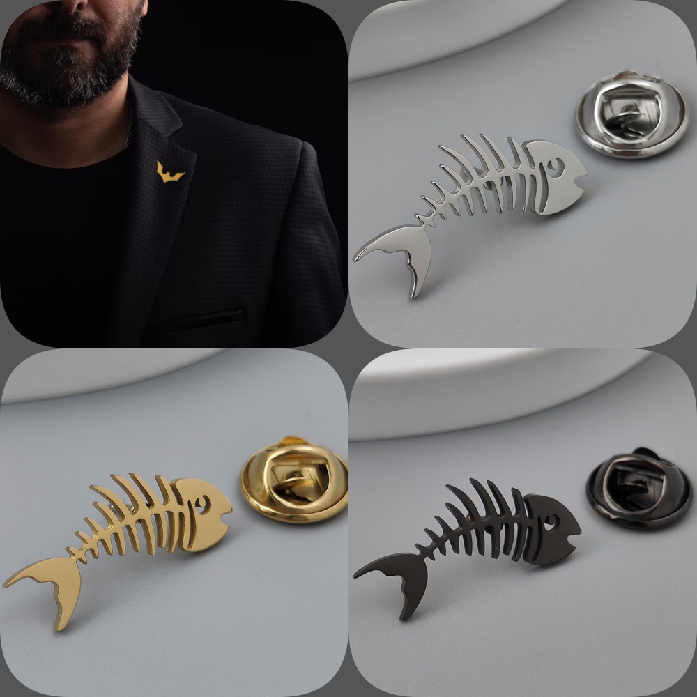 Creative fish bone gold-plated - Men'S Accessories Gift Set Branded review and price